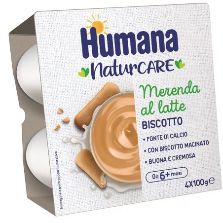 Humana Merenda Latte Biscotto 4 Pezzi Da 100 G