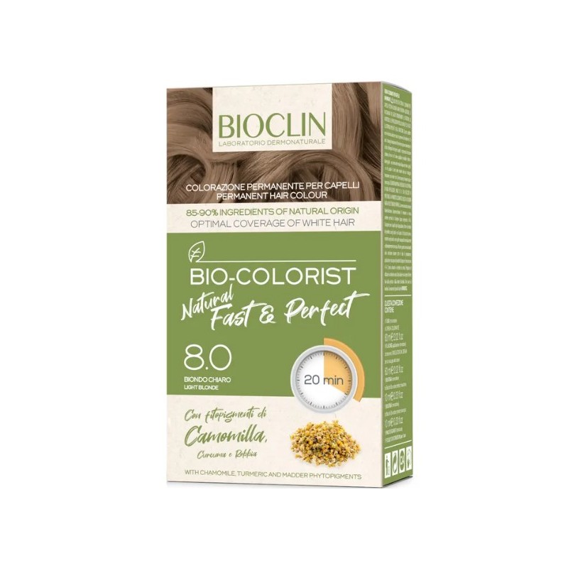 Ist. Ganassini Bioclin Bio Color Fast&perfection 8,0 Biondo Chiaro Crema Colorante 60 Ml + Rivelatore In Crema 60 Ml + Bio Color