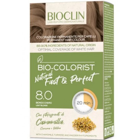 Ist. Ganassini Bioclin Bio Color Fast&perfection 8,0 Biondo Chiaro Crema Colorante 60 Ml + Rivelatore In Crema 60 Ml + Bio Color