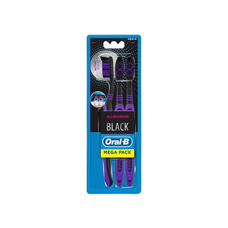 Procter & Gamble Oralb All Rounder Black Spazzolino Manuale 3 Pezzi