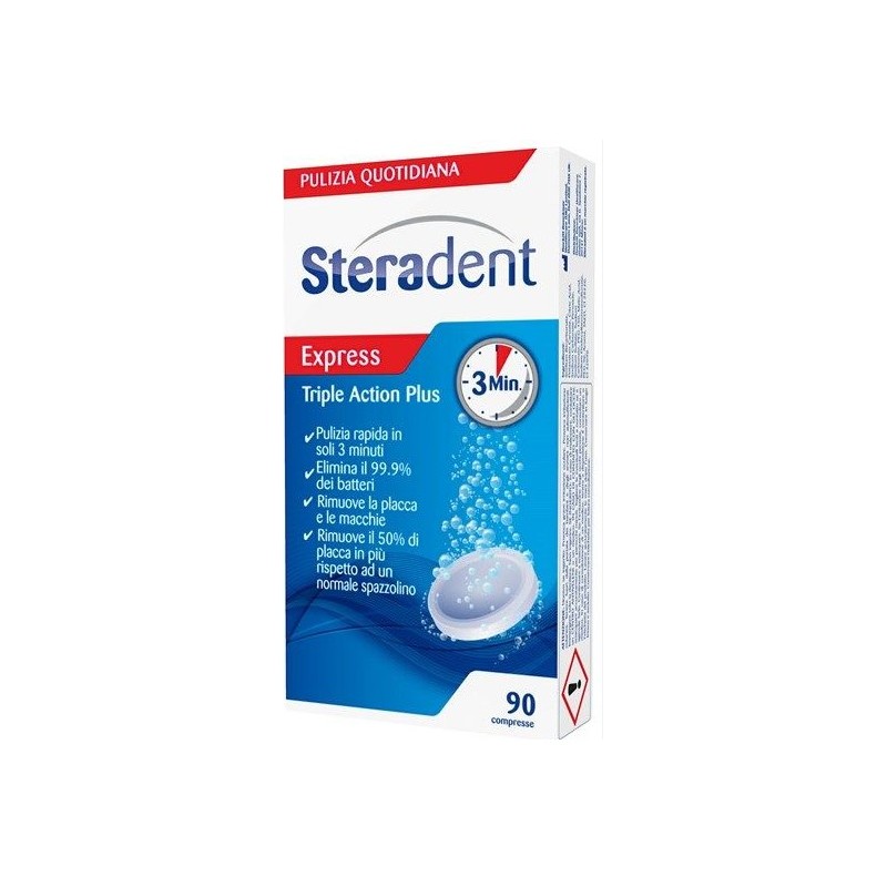 Reckitt Benckiser H. Steradent Triple Action Plus 90 Compresse Pulenti