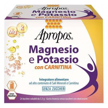 Desa Pharma Apropos Magnesio E Potassio Con Carnitina 24 Bustine Solubili Da 3,5 G Gusto Arancia Senza Zuccheri