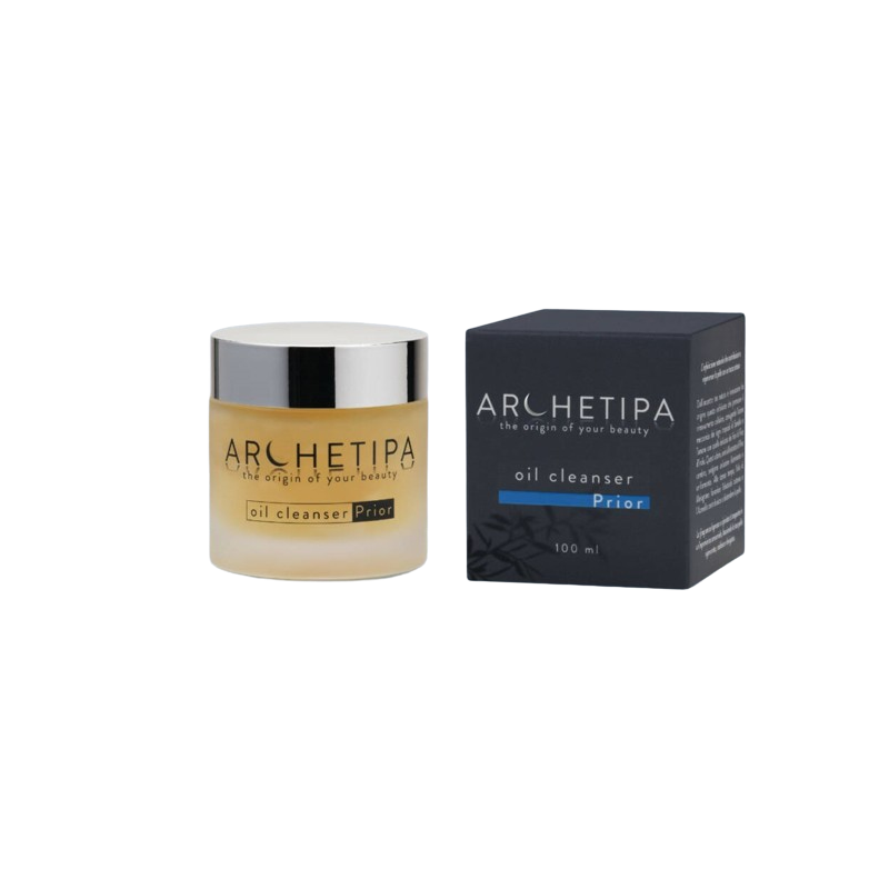 Confezione da 100 ml con scatola di Archetipa oil cleanser prior olio struccante viso