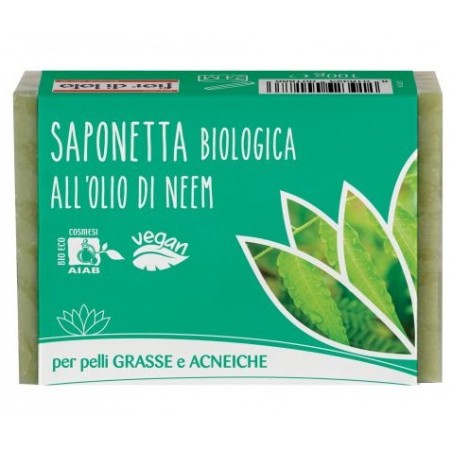 Biotobio Fior Di Loto Saponetta All'olio Di Neem Per Pelli Grasse E Impure 100 G