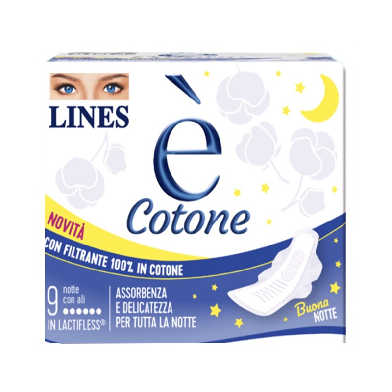 Fater Lines E' Cotone Ali Assorbente Esterno Notte 9 Pezzi