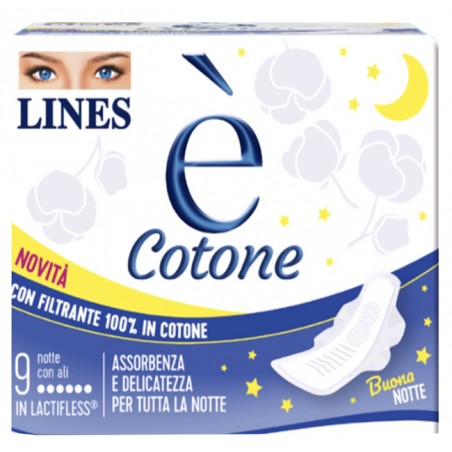 Fater Lines E' Cotone Ali Assorbente Esterno Notte 9 Pezzi