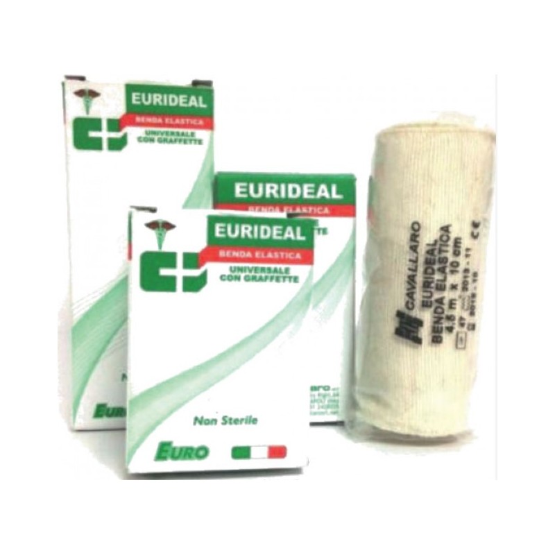 Cura Farma Benda Elastica Curideal Universale Con Graffette Non Sterile Cm 10x4,5