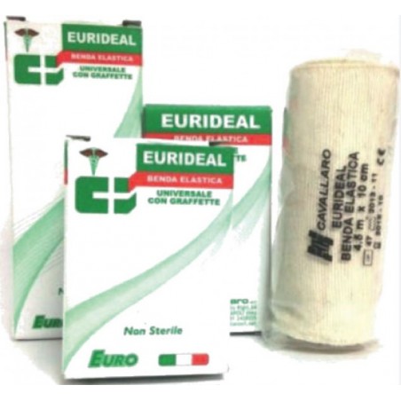 Cura Farma Benda Elastica Curideal Universale Con Graffette Non Sterile Cm 10x4,5