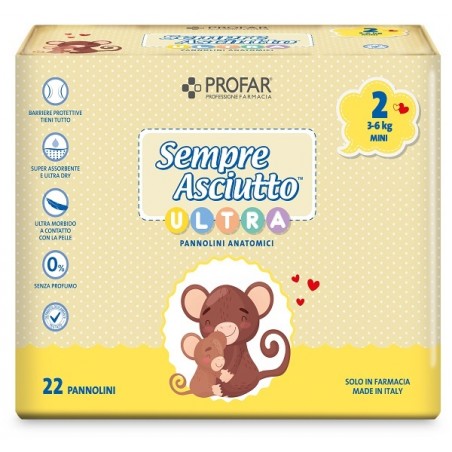 Federfarma. Co Pannolini Profar Sempre Asciutto Ultra Mini 3/6 Kg 22 Pezzi