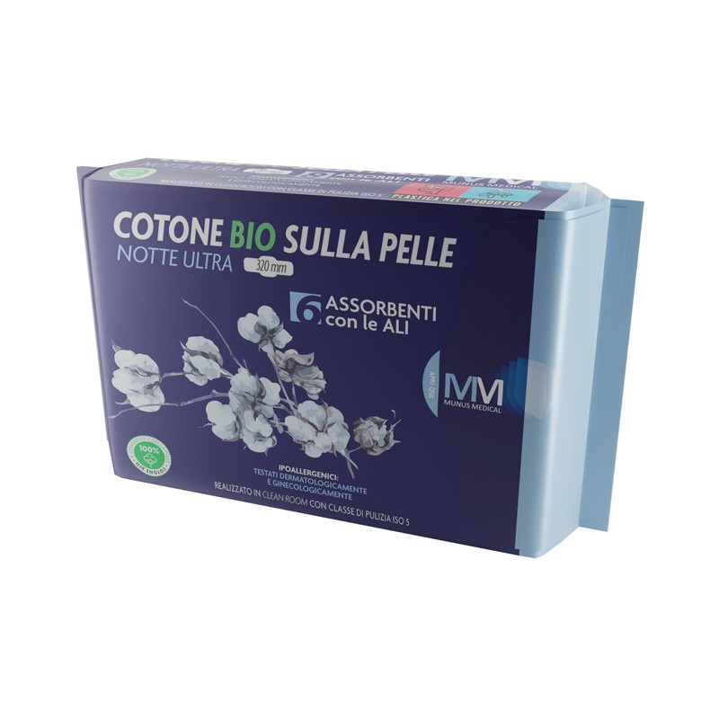 Munus International Munus Medical Assorbente Notte Ultra Con Ali Cotone Bio Sulla Pelle 320 Mm 6 Pezzi