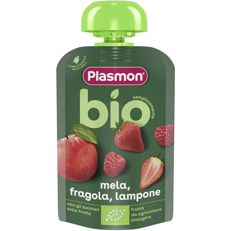 Plasmon Mela Fragola Lampone Bio Pouches 100 G