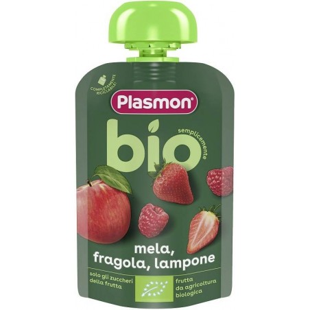 Plasmon Mela Fragola Lampone Bio Pouches 100 G