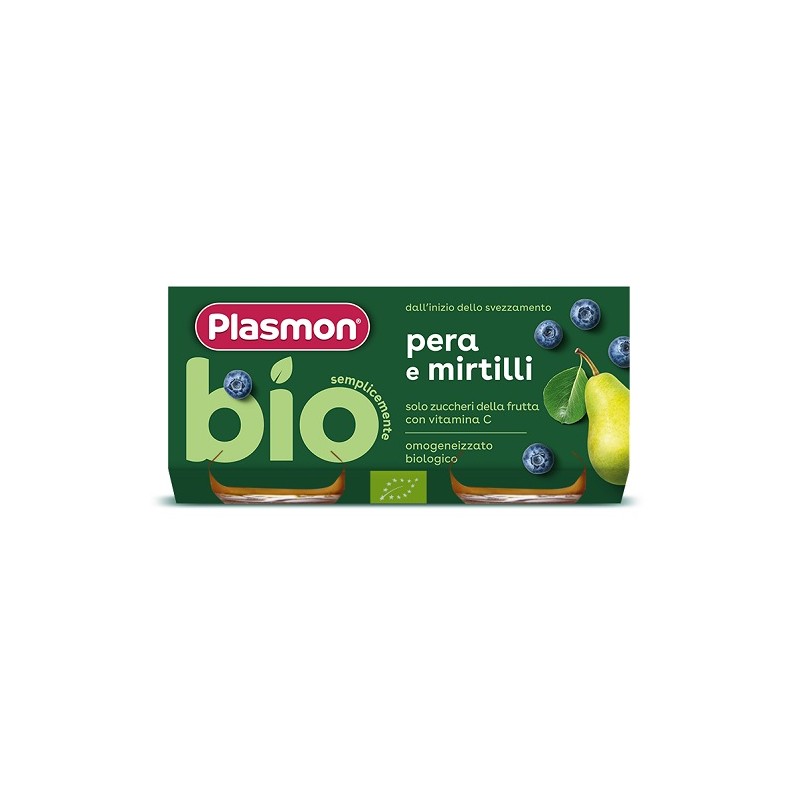 Plasmon Omogeneizzato Bio Pera Mirtilli 2 Vasetti X 80 G