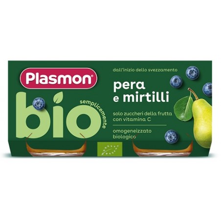 Plasmon Omogeneizzato Bio Pera Mirtilli 2 Vasetti X 80 G