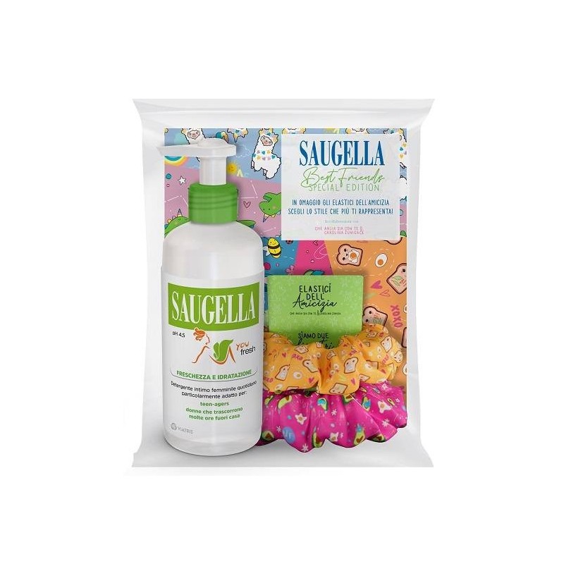 Meda Pharma Saugella Bundle You Fresh Ph 4,5 Detergente Intimo Freschezza E Idratazione + Scrunchies In Omaggio