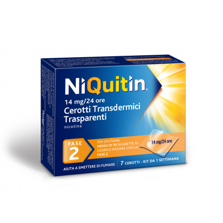 Niquitin 14 Mg/24 Ore 7 Cerotti Transdermici Trasparenti Nicotina