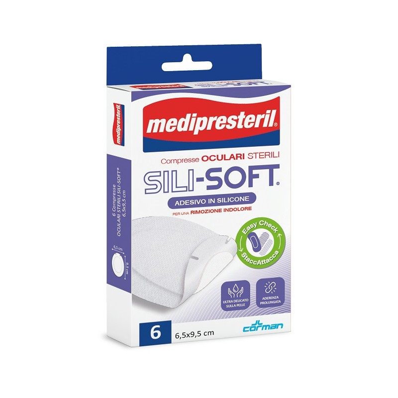 Corman Medipresteril Compressa Oculare Adesive White Silicon 6 Pezzi