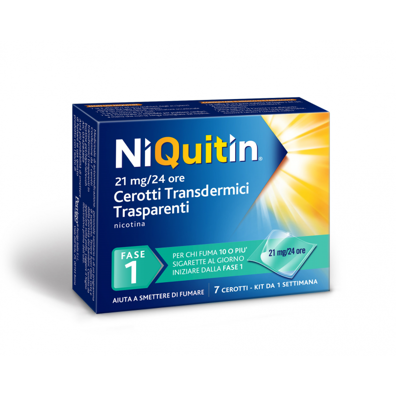 Perrigo Niquitin 21 Mg/24 Ore 7 Cerotti Transdermici Trasparenti Nicotina