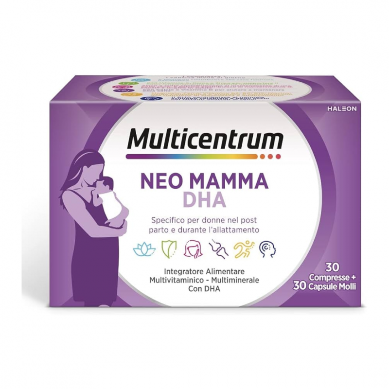 30 compresse + 30 capsule molli di Multicentrum Neo Mamma DHA integratore per post parto