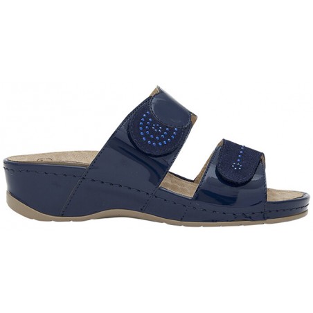 Scholl Shoes Iris 2 Straps Synthetic Patent+suede W Navy Blue 36