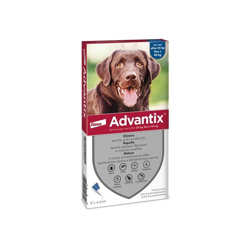 Elanco Italia Advantix Spot-on Per Cani Oltre 25 Kg Fino A 40 Kg 6 pipette