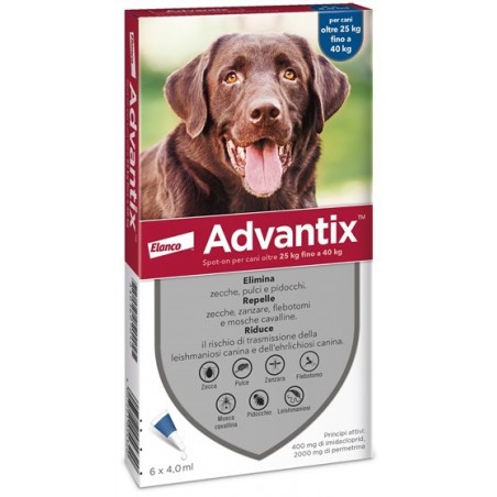 Elanco Italia Advantix Spot-on Per Cani Oltre 25 Kg Fino A 40 Kg 6 pipette