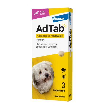 Adtab Compresse Masticabili Per Cani da 2,5 a 5,5 Kg 3 compresse