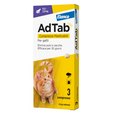 Adtab 12 mg 3 Compresse Masticabili Per Gatti 0,5-2 kg