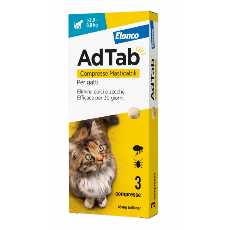 Adtab 3 Compresse Masticabili 48 mg Per Gatti 2-8 kg