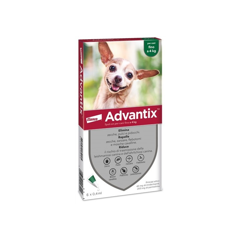 Elanco Italia Advantix Spot-on Per Cani Fino A 4 Kg 6 pipette