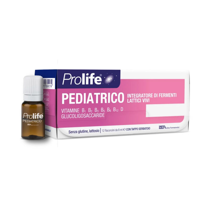 10 flaconicini di fermenti lattici di Prolife Pediatrico da Zeta Farmaceutici