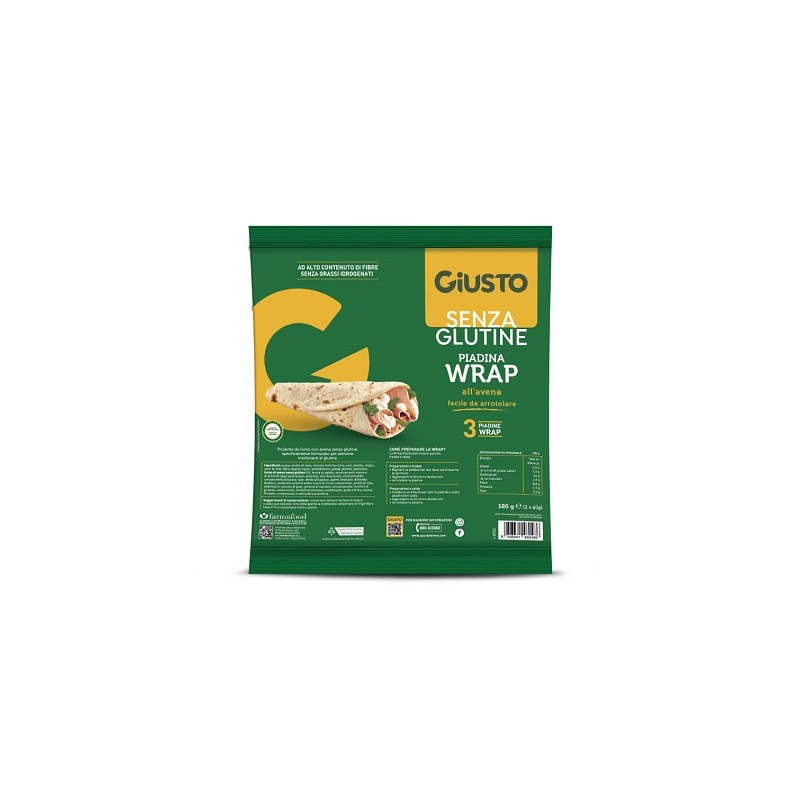 Farmafood Giusto Senza Glutine Wrap Con Avena 3 Pezzi Da 60 G