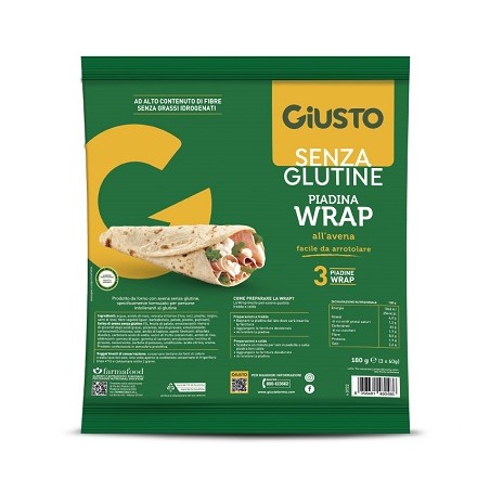 Farmafood Giusto Senza Glutine Wrap Con Avena 3 Pezzi Da 60 G