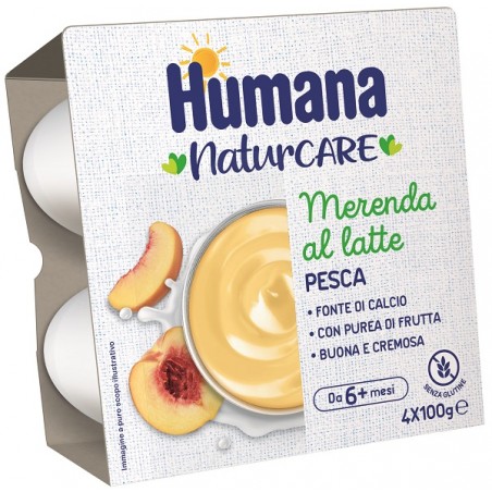 Humana Merenda Pesca 4 Pezzi Da 100 G