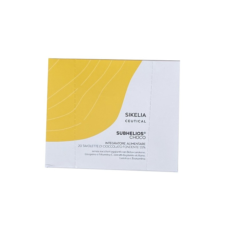 Sikelia Ceutical Subhelios Choco 20 Barrette Di Cioccolato Fondente 55% Da 7 G