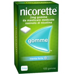 Confezione da 105 gomme di Nicorette gusto menta forte della johnson & Johnson