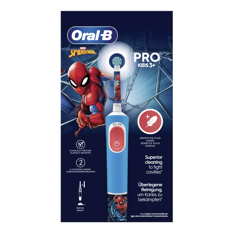 2 pezzi di OralB Pro Kids Spazzolino Elettrico Spiderman + 1 testina