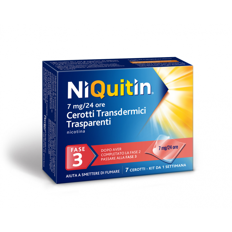 Perrigo Niquitin 7 Mg/24 Ore 7 Cerotti Transdermici Trasparenti Nicotina