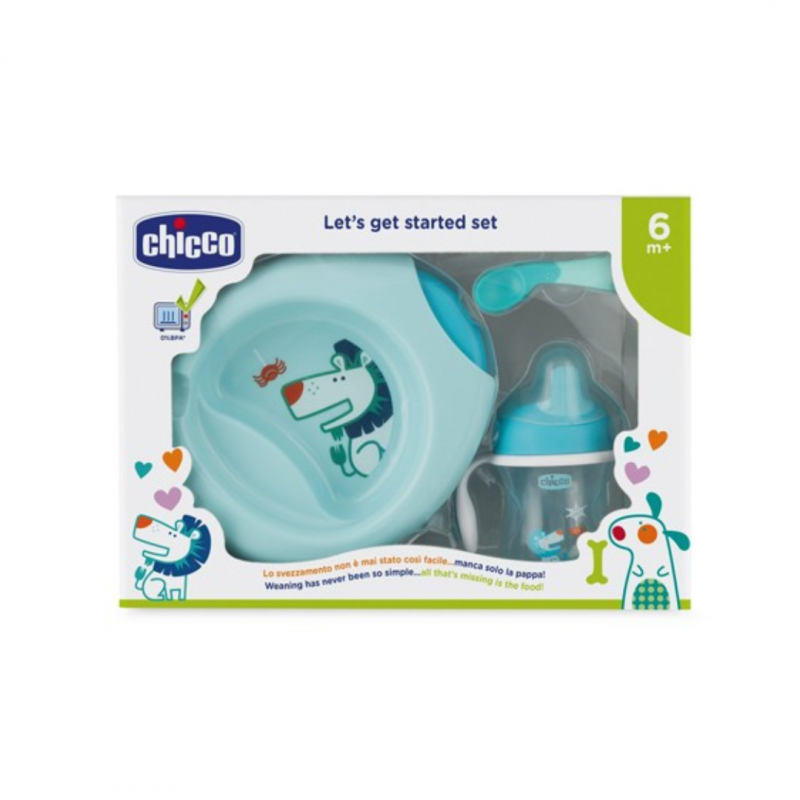 3 pezzi di Set da Pappa 6+ mesi di Colore Azzurro da Chicco