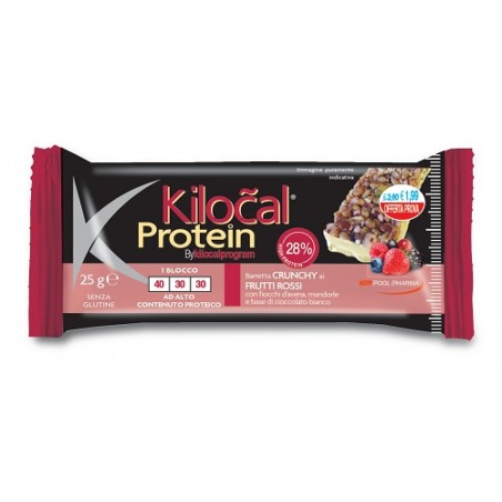 Pool Pharma Kilocal Protein Barretta Cioccolato Bianco Cocco Frutti Rossi 25 G