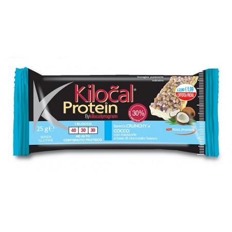 Pool Pharma Kilocal Protein Barretta Cioccolato Bianco Cocco 25 G