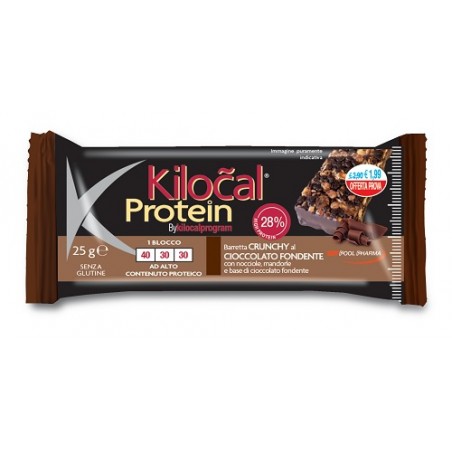 Pool Pharma Kilocal Protein Barretta Cioccolato Fondente Nocciole Mandorle 25 G