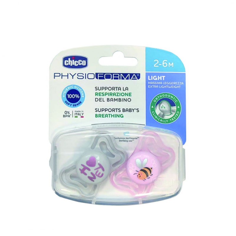 2 pezzi di Succhietti Light in Silicone Rosa 2-6 mesi da Chicco