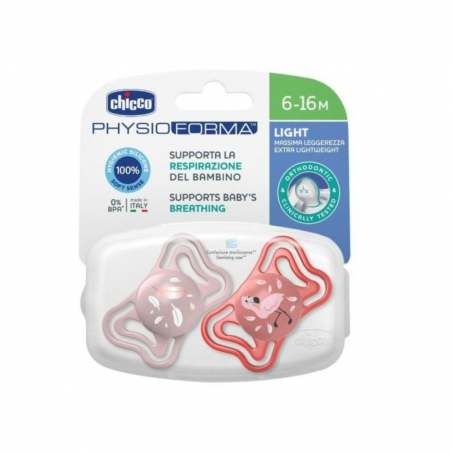 2 pezzi di Succhietti Light in Silicone Rosa 6-16 mesi da Chicco