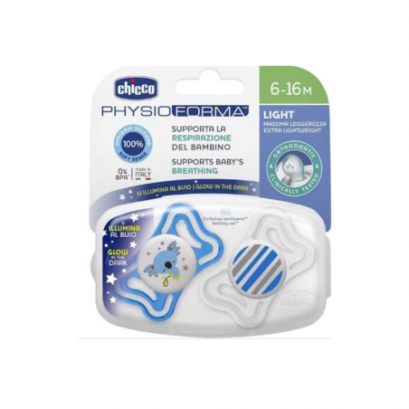 2 pezzi di Succhietti Light in Silicone Azzurro 6-16 Mesi da Chicco