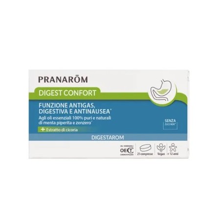 Confezione di Pranarom Digest confort integratore per digestione e nausea 21 Compresse