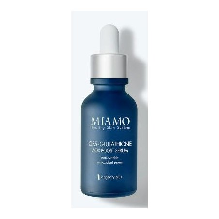 Confezione da 10 ml di Miamo longevity plus GF5-Glutathione Booster serum siero viso antiossidante 10 ml