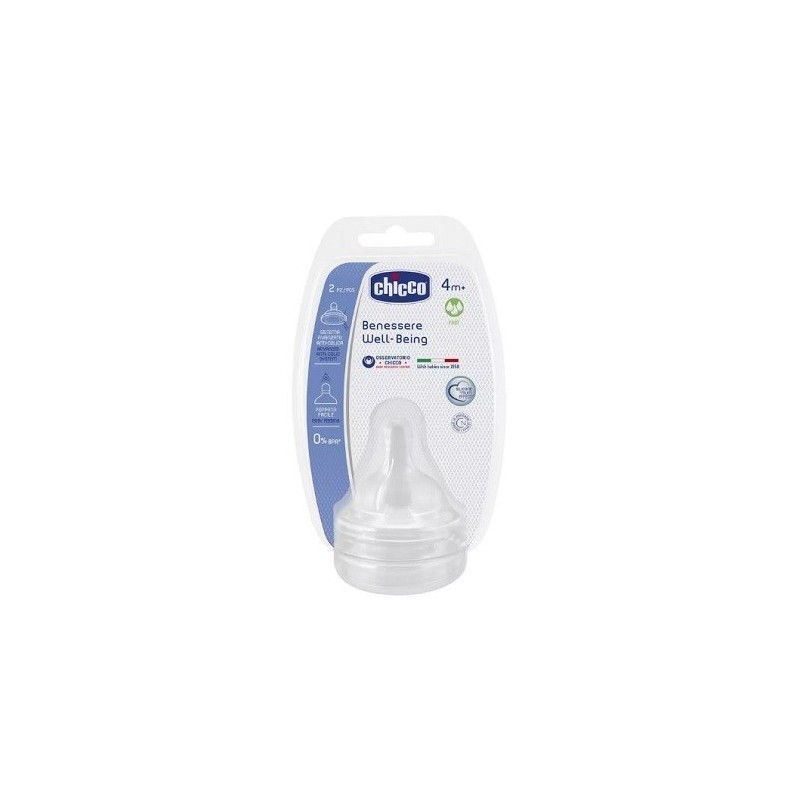 Chicco Tettarella Well Being 4 Mesi+ Fast Silicone 2 Pezzi