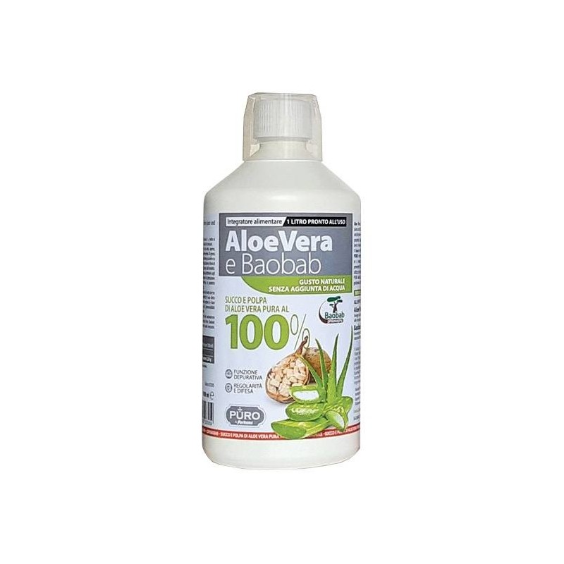 Uragme Puro Aloe Vera Succo E Polpa 100% + Baobab 1 Litro