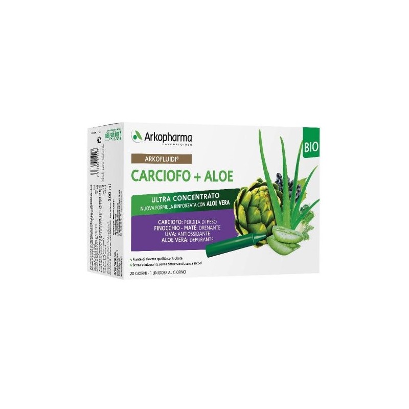 Arkofarm Arkofluidi Carciofo+aloe Vera 20 Flaconcini 200 G